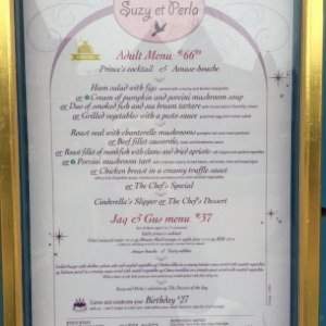 Speisekarte Auberge de Cendrillon Stand 3/15