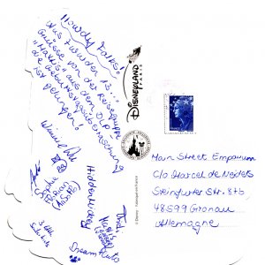 Rückseite der Postkarte aus dem DLP von HiddenMickey, WinnieWu, Mattis, DreamPluto, Trulli, 3 little Sailorkids und ansoflo2007