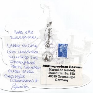 Post von Camthalio aus dem Disneyland Paris - Rückseite - Juli 2010