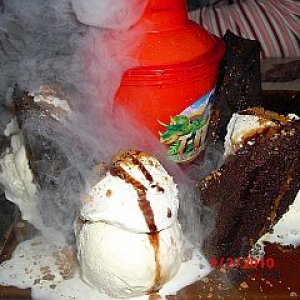 downtown
T-Rex
dessert "volcano"