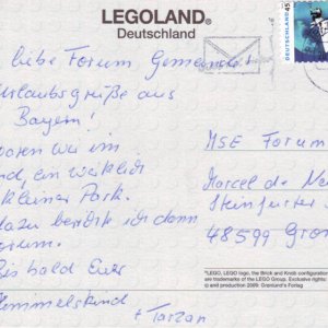 Rückseite der Karte aus dem Legoland von Himmelskind + Tarzan