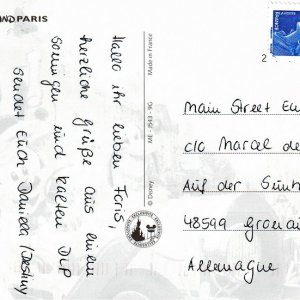 Postkarte von Destiny aus dem Disneyland Paris