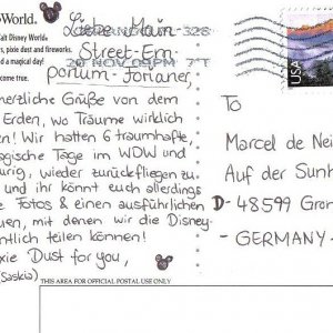 Postkarte von Nala aus WDW, Rückseite