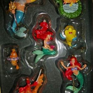 Weihnachtsornamente Arielle, Triton, Fabius, Sebastian, Fisch + Seepferdchen