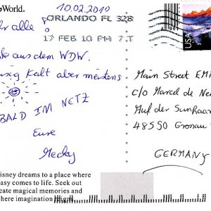 Post aus WDW von Mecky, Rückseite