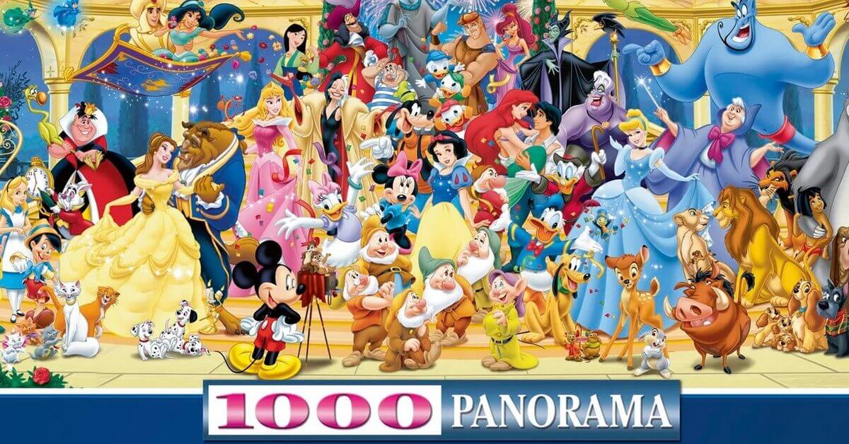 Disney Puzzle mit 1000 Teilen: Figuren aus dem Disney Universum im Ballsaal